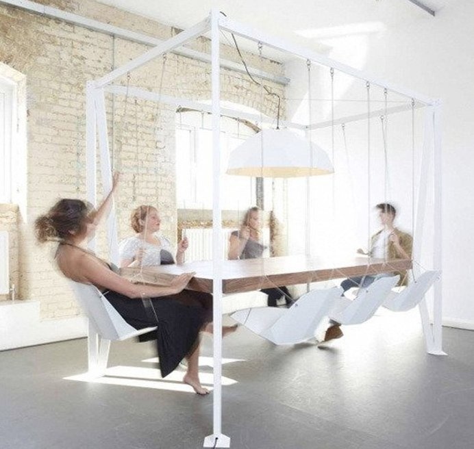 This Swing Table Set ensures that your meetings or dinners are packed with fun, with your guests swaying and swinging in delight. #design #p