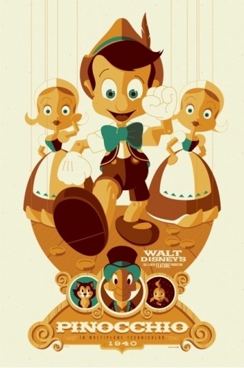 Mondo: The Archive | Tom Whalen - Pinocchio, 2011 #mondo #tom #illustration #disney #poster #whalen