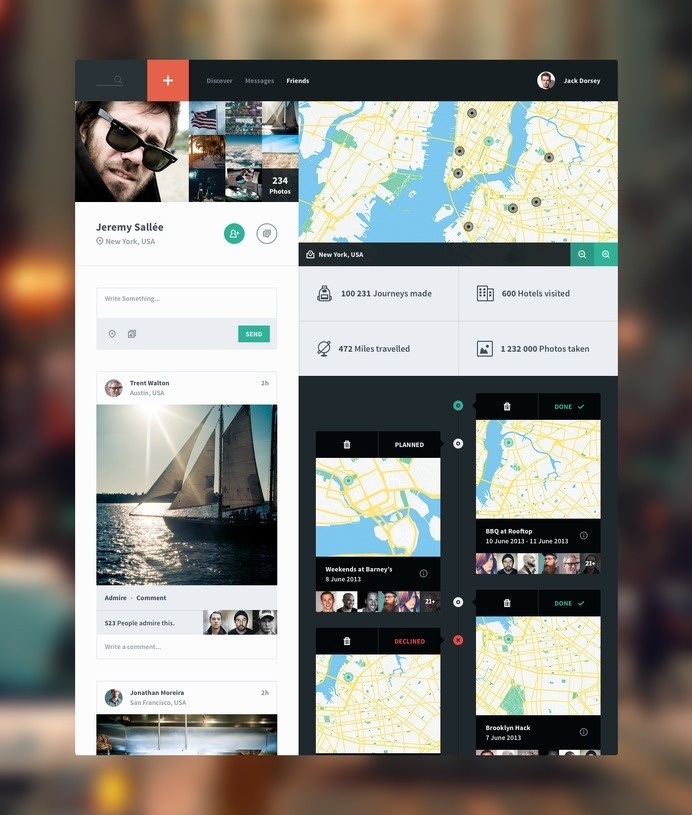 backpacker, web, UI, social network #profile #web #feed