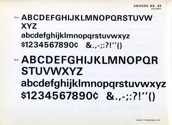 Univers 65 type specimen #type #specimen #typography