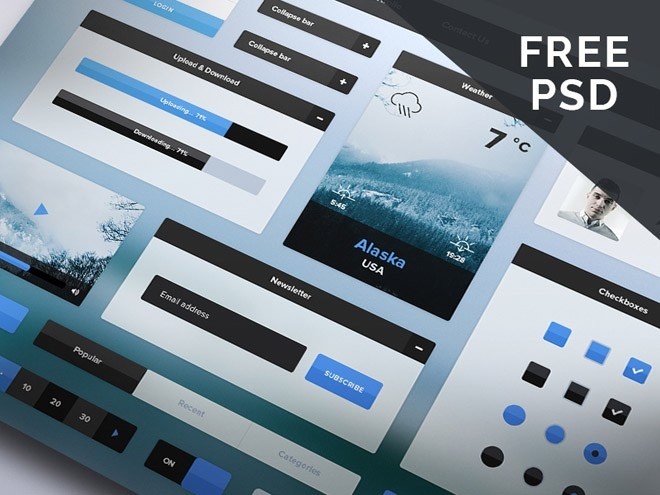 Free Winter UI Kit PSD