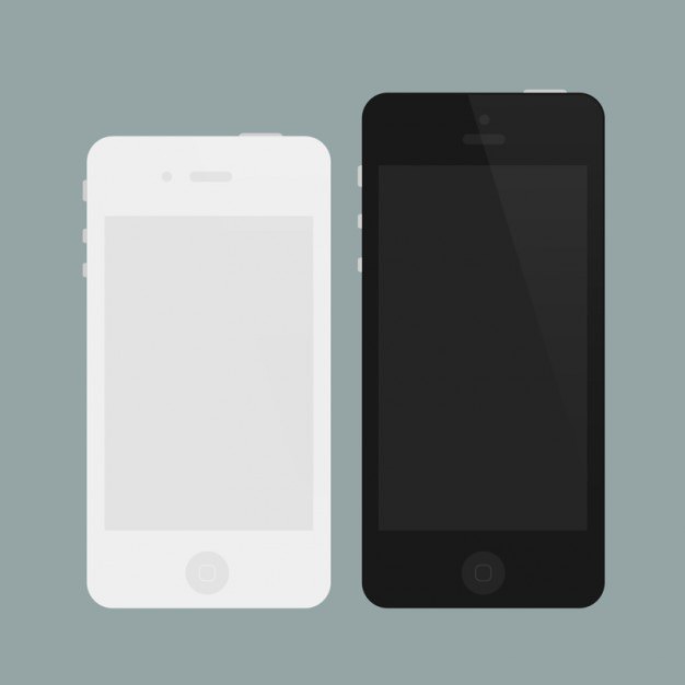 Smartphones in white and black Free Psd. See more inspiration related to Phone, Black, White, Apple, Material, Smartphones and Flattening on Freepik.