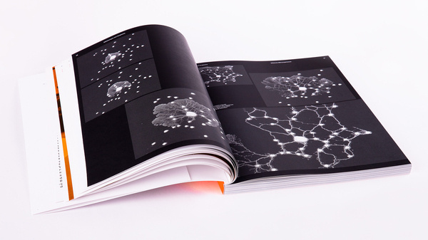 Understanding Complexity with slime molds #bright #polycephalum #biology #fluorescent #slime #complexity #black #grid #contrast #mold #dark #physarum #neon