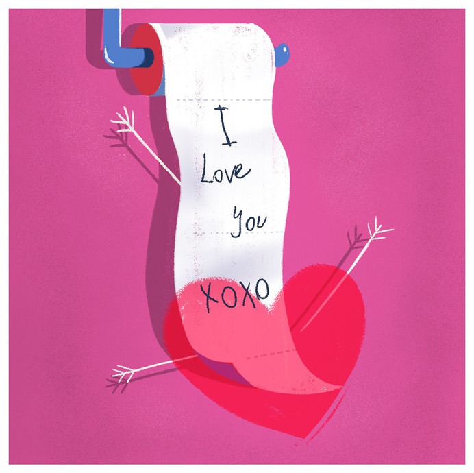 toilet paper loveletter love illustration pastel color art quarantine