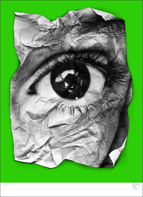 JR Eye Froisse (Green), 2011 Lot Number 68 Screenprint​ on 100% cotton paper​