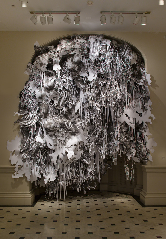 Cut paper installation by Mia Pearlman