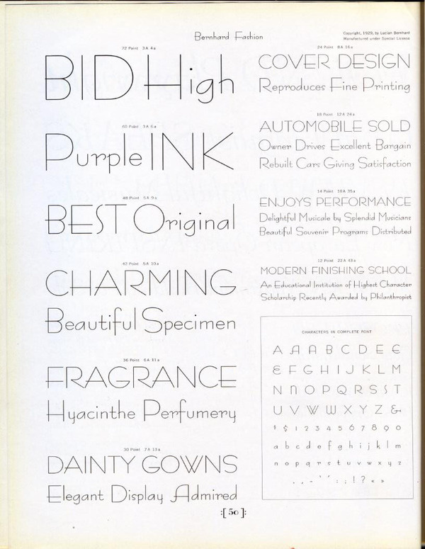 Bernhard Fashion type specimen #type #specimen #typography