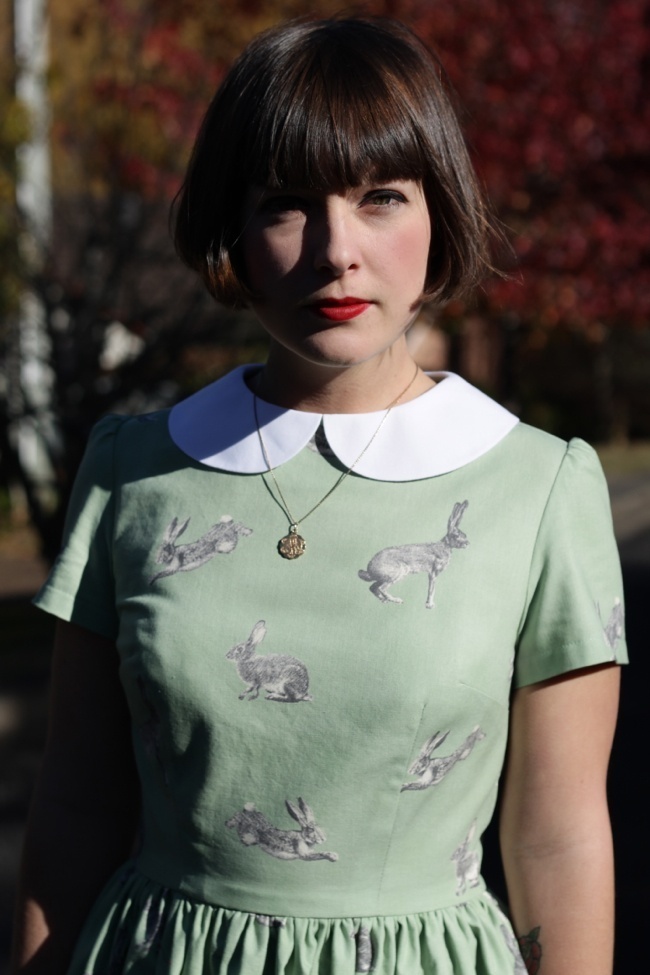 / #collar #pattern #retro #rabbits #fashion #dress