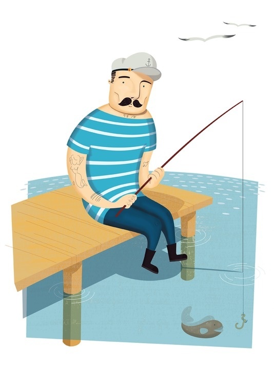 Alexandre Mauro's Portfolio #water #fisherman #fish #illustration #lake