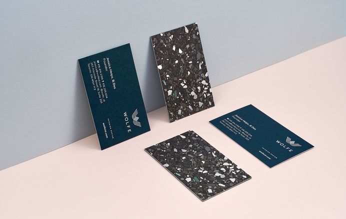 Wolfe Business Cards by Equal Parts Studio #branding #businesscard #printdesign #terrazzo