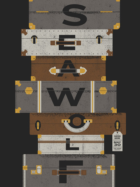 Sea Wolf, screen print Gig Poster #screen #print #suitcase #typography