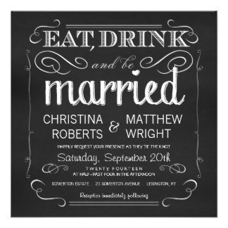 Chalkboard Eat Drink be Married Invitations #invitations #wedding