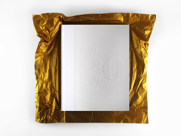 LVMH - 20 years of environment #white #edition #embossed #design #book #cover #photography #gold