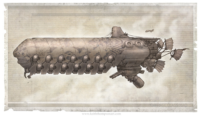 Barrage Warship #robot #fantasy #sci-fi #wwwkeiththompsonartcom
