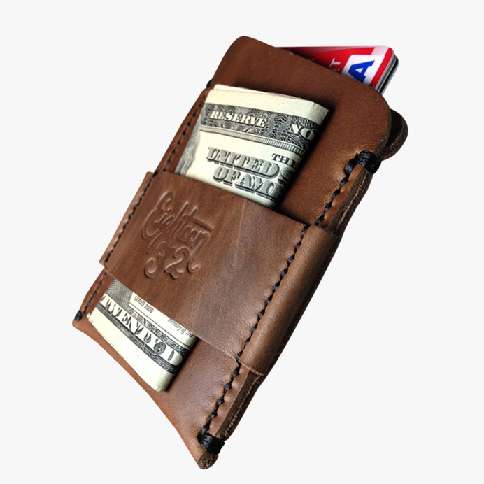 Cardholder - Pecan Leather and Black Stitching — Eighteen32 #wallet #cash #cardholder #leather #horween #money