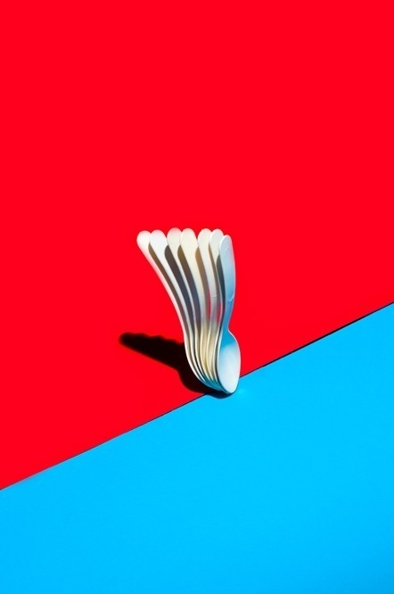 M.Z.L.WSK. #graphic design #spoons #red #blue #shadow #minimal #colour #vibrant #design