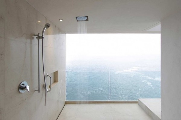 Shower room with a view #interior #design #bathroom #panorama