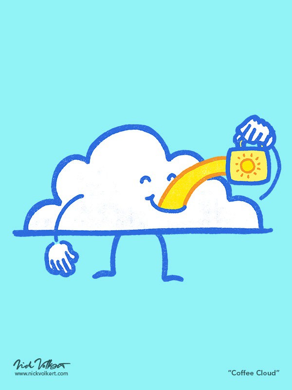 A bit cloudy today, maybe a cup of sunshine will get the clouds moving!

Coffee Cloud, updated in my shops!

#art #illustration #cloud #sunny #rayofsunshine #sunshine #morning #summer #coffee #cute