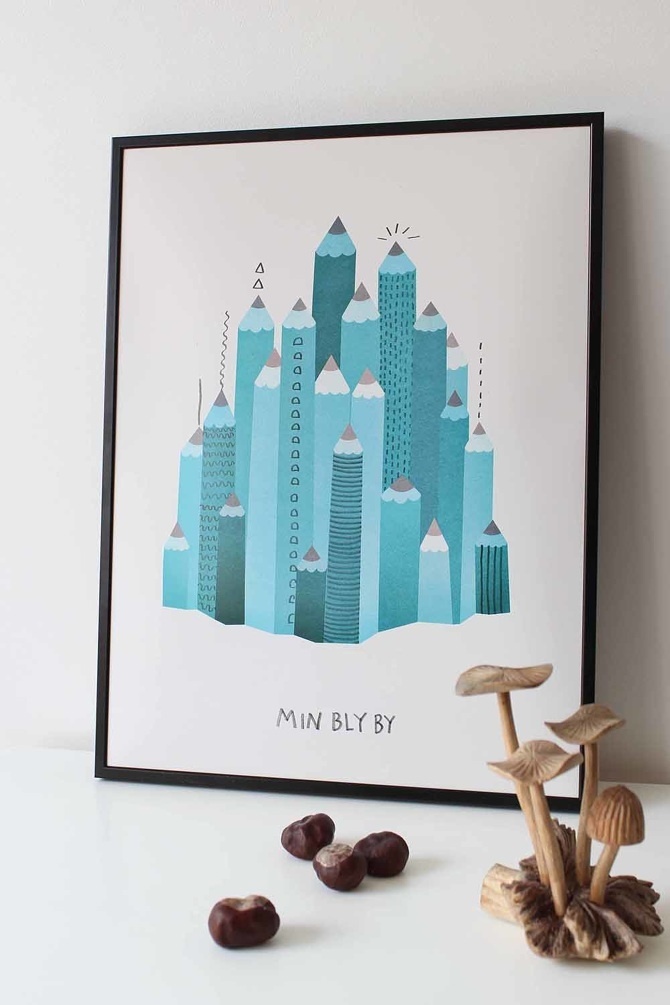 #nordic #design #graphic #illustration #danish #bright #simple #nordicliving #living #interior #kids #room #poster #city #houses #town #lead