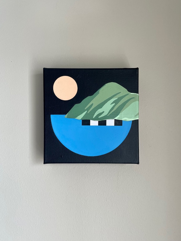 West Coast Vs. // 6x6" // Mixed media on canvas // Artist Briana Auel 

 #Abstractlandscape #brianaauel #minimalart #midcentury