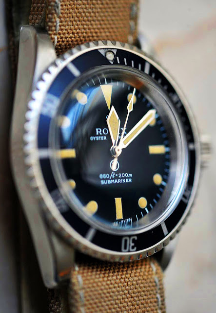 Rolex, watch, canvas strap, submariner, blue, gold, simple, classy, sophistication, tan