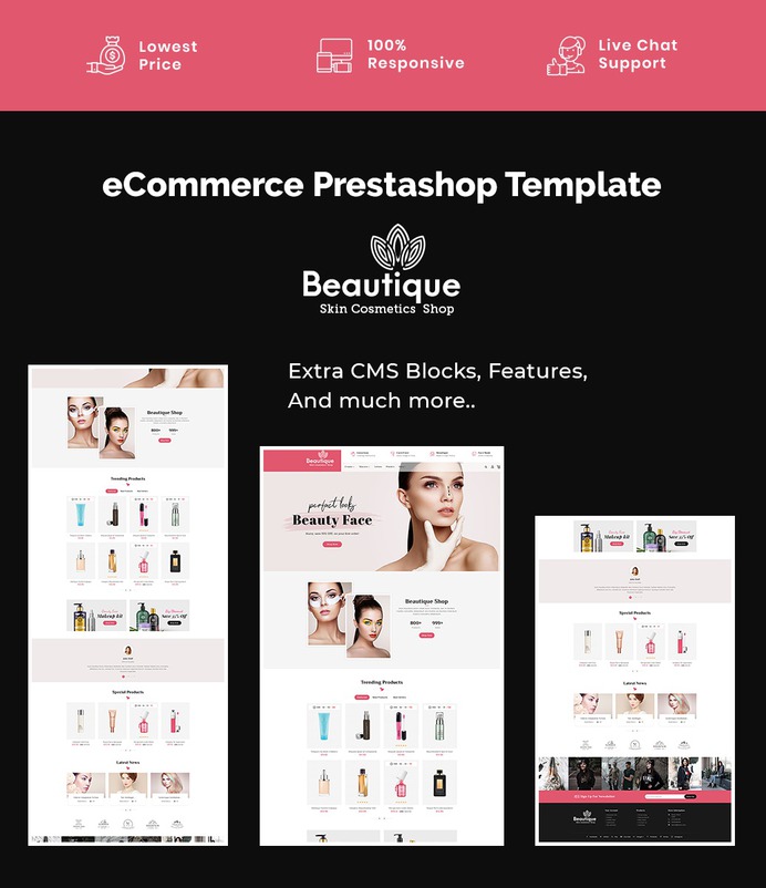 #Beautique #Skin #Cosmetics Store - #Prestashop #Responsive #Theme | #TemplateTrip #eCommerce #Website #Template