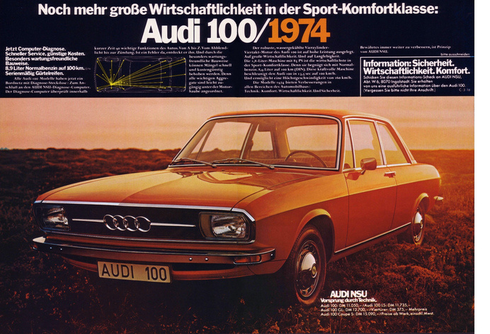 Audi 100 C1 (1974) Wirtschaftlichkeit | Flickr - Photo Sharing! #advertising #photography #cars #1970s #audi