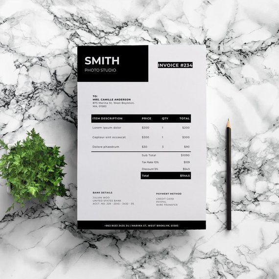 Photography Invoice Template | Modern Invoice| Professional Invoice | Word Invoice | Simple Invoice | Invoice Form | Word Invoice