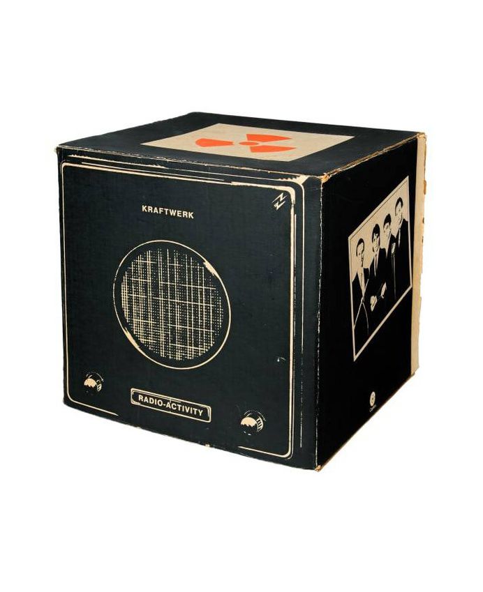 Promotional cube for the Kraftwerk Radio-Activity album, 1975. Distributed to record stores by the American record label Capitol. Inspired by the “Volksempfänger” radio. Exhibition 2015. Röhsska Museum / Photo: Mikael Lammgård.