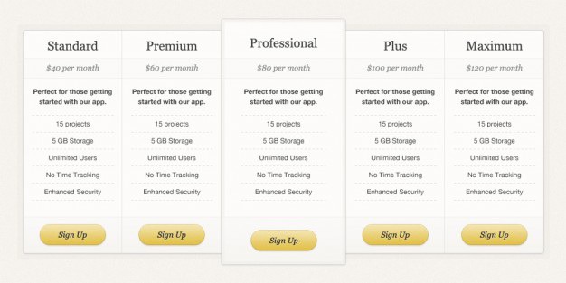Simple pricing table (psd) Free Psd. See more inspiration related to Table, Web, Ui, Psd, Simple, Price table, Pricing and Horizontal on Freepik.
