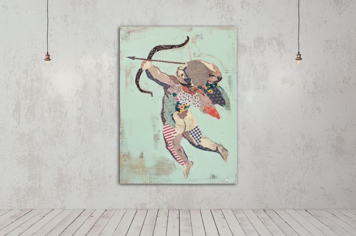 "love.me1" from the series, "exercise these demons" Acrylic and Cut-Paper on Canvas www.KyleMosher.com