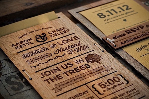 Awesome Wedding Invitations #wood #wedding #invite #typography