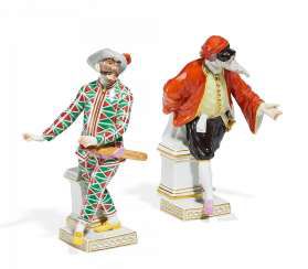 Pantalone and harlequin of the Commedia dell' Arte. Meissen #Sets #Teasets #Porcelainsets #Antiqueplates #Plates #Wallplates #Figures #Porcelainfigurines #porcelain