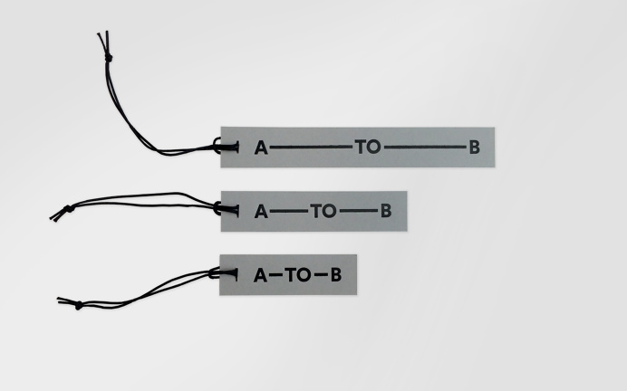 A–TO–B stop shop logo logotype typography design designer minimal beautiful business card print bag grey black yellow mindsparkle mag