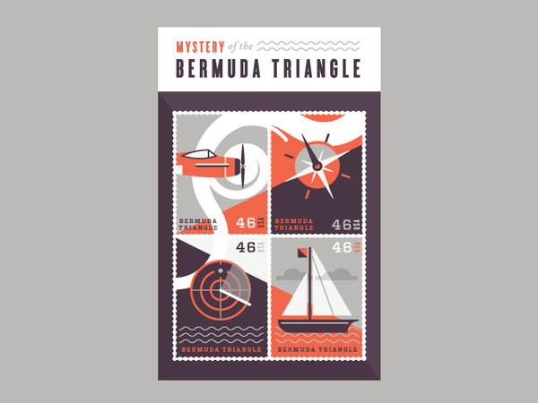 Bermuda Triangle stamps #illustration