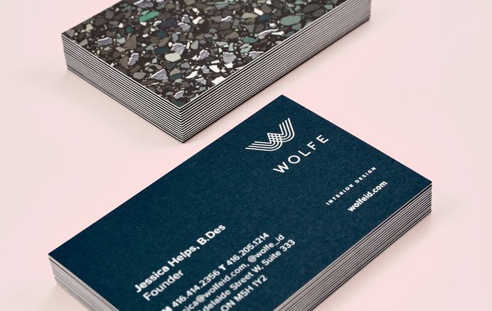 Wolfe Business Cards by Equal Parts Studio #branding #businesscard #printdesign #terrazzo