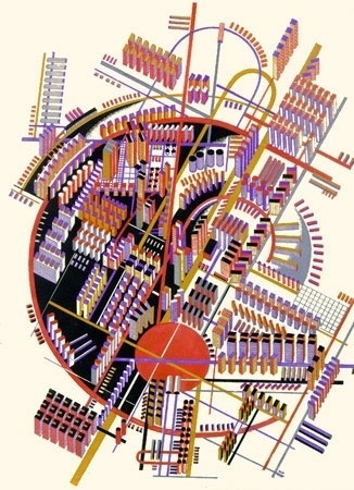 The sun as the expression of old world energy is torn down from the... - but does it float #el #constructivism #lissitzky #yakov #chernikov #architecture #drawing