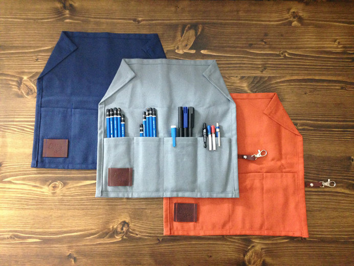 Pencil/Utility/Tool Rollup Navy Blue Charcoal Gray by Eighteen32 #rollup #tool #leather #pen #canvas #pencil #utility