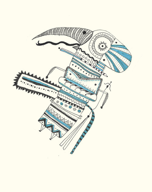 "Gherple"Jorge Luis Moranés © 2013 #illustration #blue #bizarre #aztec #inca #mayan