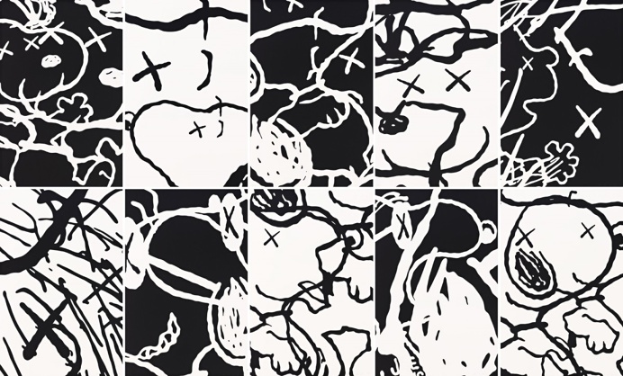 KAWS Introduces "Man's Best Friend" at Pace Prints snoopy peanuts