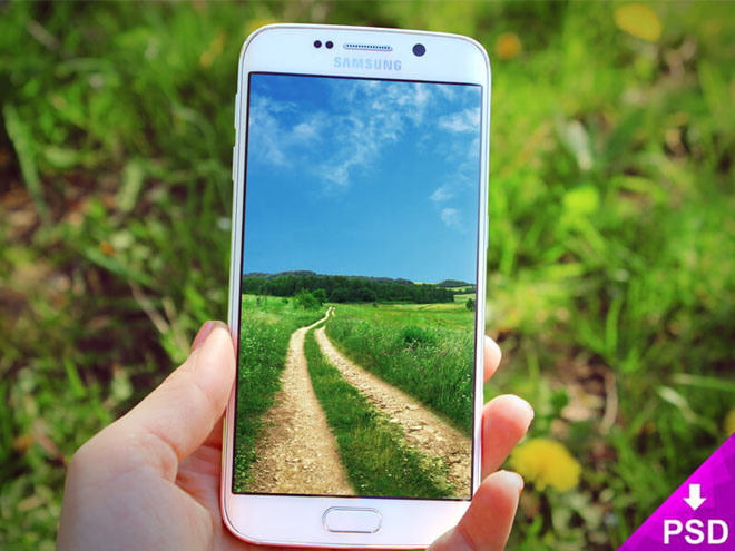 Free Samsung Galaxy S6 Edge Mockup with Nature Background