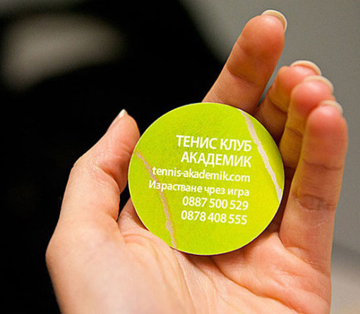 Die Cut Round Tennis Ball Business Card
