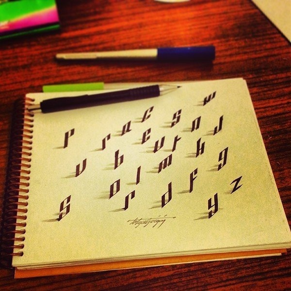 Nathan Shinkle - betype: 3D Lettering with Parallelpen by Tolga... #type #shadow