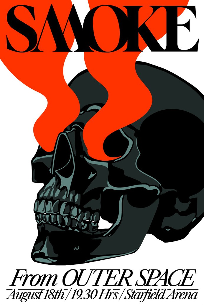 Gianmarco Magnani - Smoke Poster #gianmarcomagnani #illustration #poster #posterdesign #prints #typography #typeposter #typographicposters #minimal #flat #design #graphicdesign #art #black #retro #future #futurism #vector #sixtywatts #scifi #sciencefiction #science #fictions #concertposter #musicposter #planetarium #fromouterspace #music #hifi #hifiaudio #hifisound #hifisystem #audiophile #stereo #scifiart #space #skeleton #bones #skull #anatomy