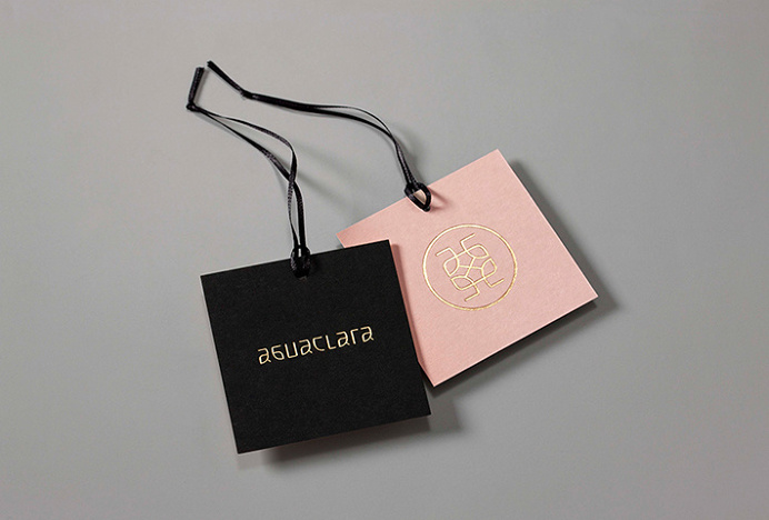 Aguaclara by Infinito #label #print #design #gold #foil #black #pink