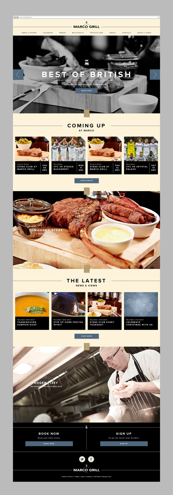 Chelsea FC & Marco Grill Website design