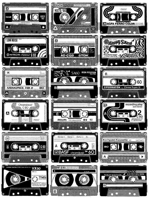 Mix Tapes on Behance #white #design #black #illustration #80s #and #tapes