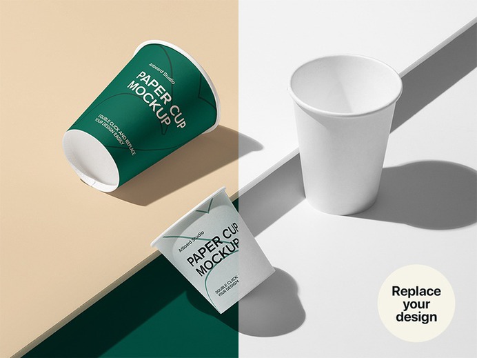 Paper Cup Mockup Scene #paper cup #coffee #drink #mockup #brand #logo #cup #packaging
