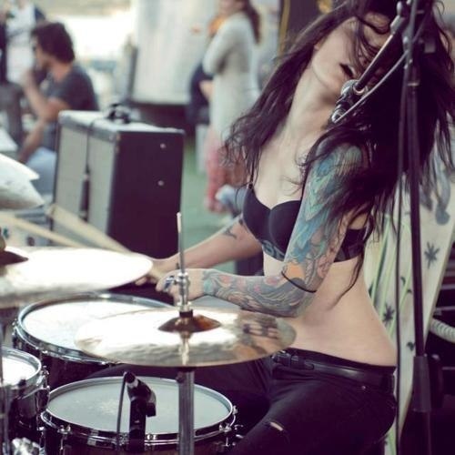 Ink #girl #music #tattoo #drums #rock #singing