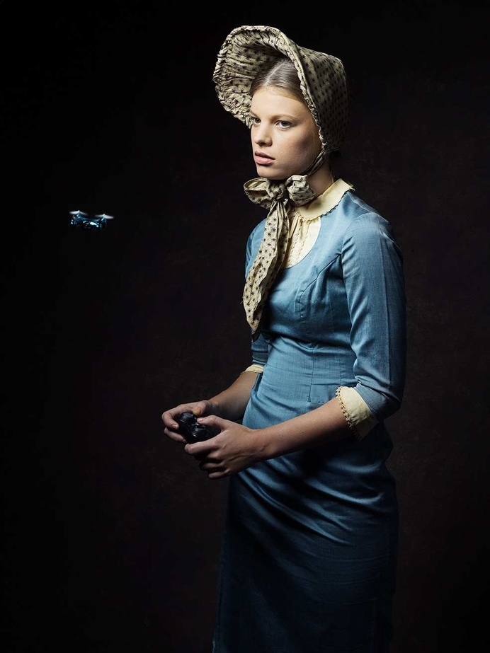 Portraits of 19th Century Characters Posing With 21st Century Technology